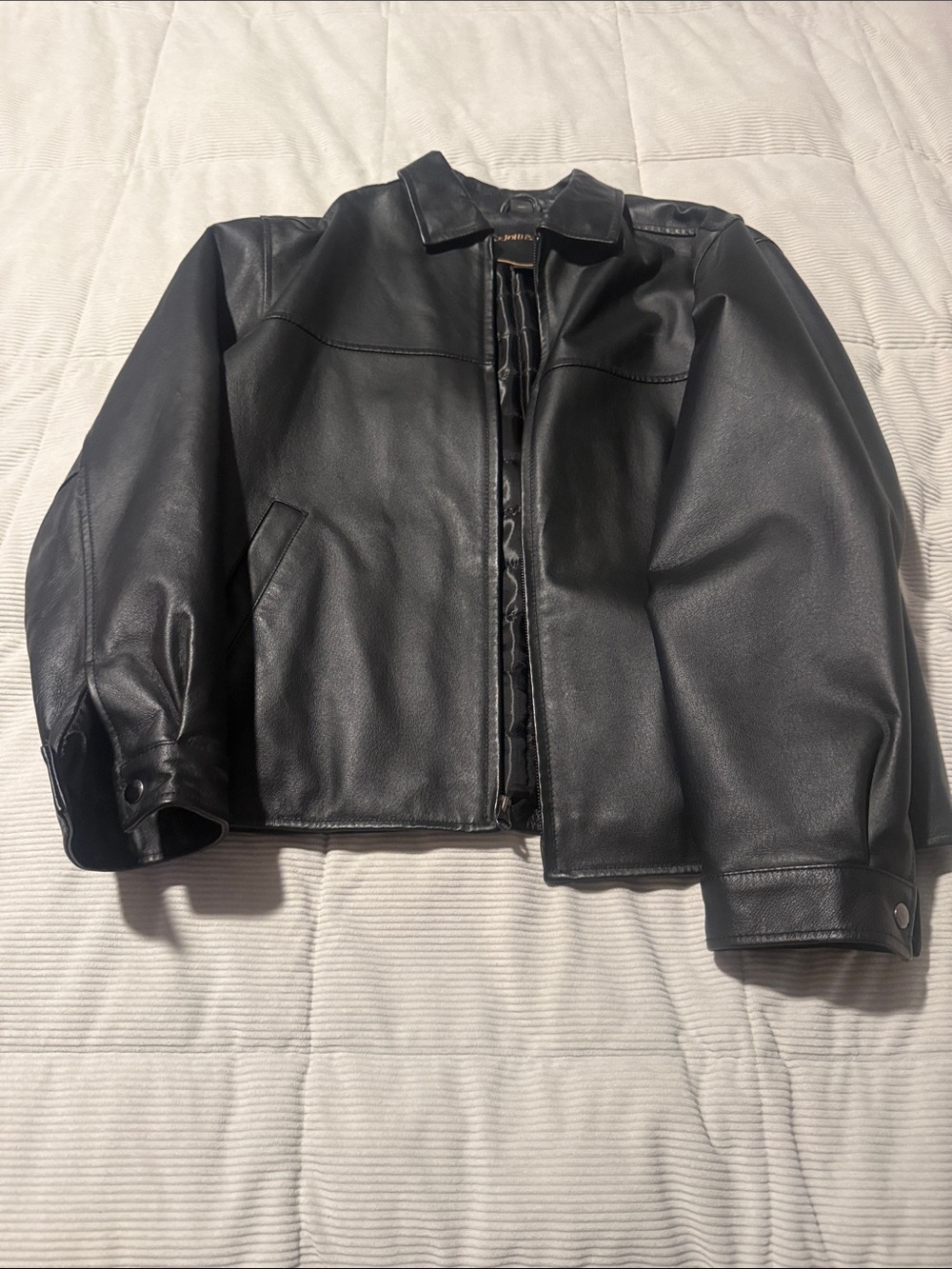 St. John's Bay Black Faux Leather Bomber Jacket